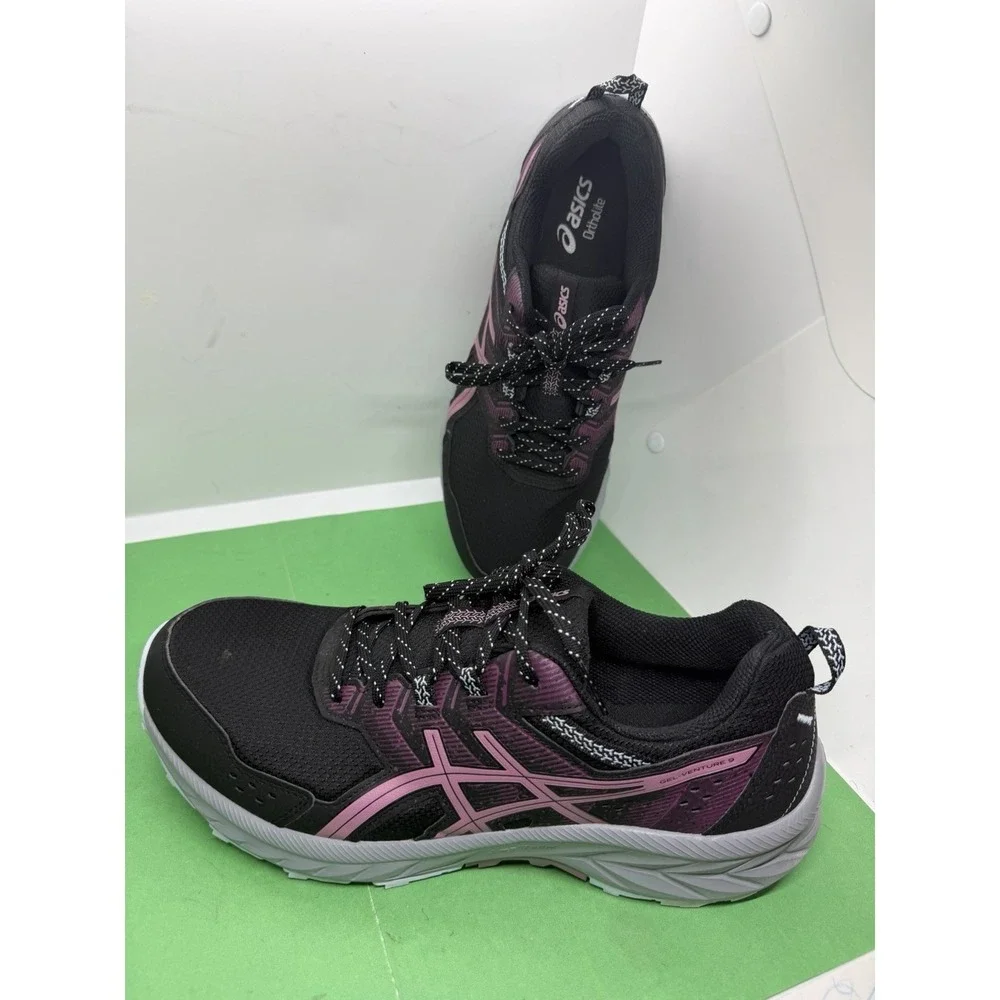 Asics Gel-Venture 9 Womens Size 12 Black Purple Trail Running Shoes 1012B313